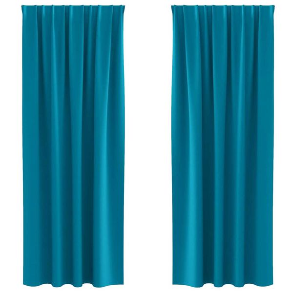 vidaXL Piment&auml;v&auml; verho renkailla 2 pcs Turkoosi 245 x 140 cm