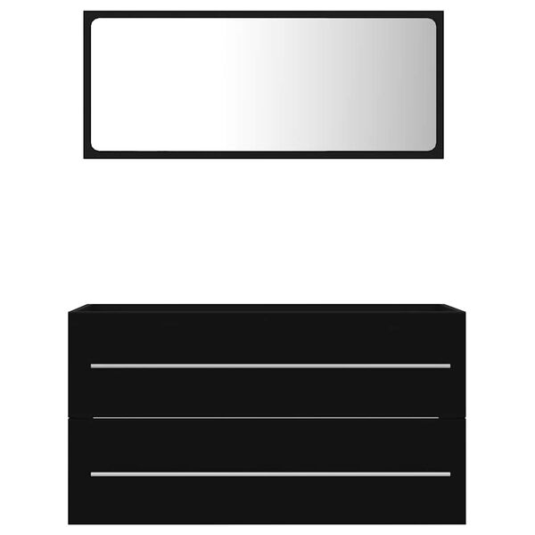 vidaXL Kaksiosainen kylpyhuoneen kalustesarja musta lastulevy