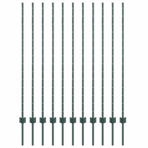 vidaXL Upotettu aitausapaja 11 pcs Vihre&auml; 180 cm Jauhemaalattu Ter&auml;s