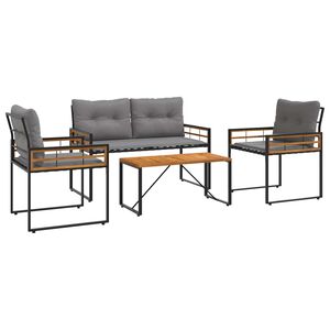 vidaXL Ulkokalusteet Setti tyynyll&auml; 4 pcs Vaaleanharmaa