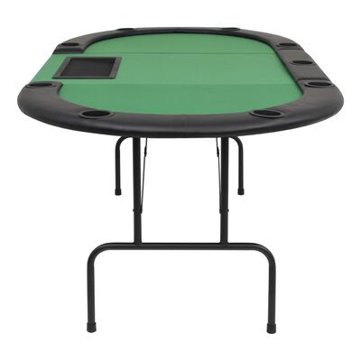 vidaXL Kokoontaitettava pokeripöytä 9 pelaajalle soikea vihreä