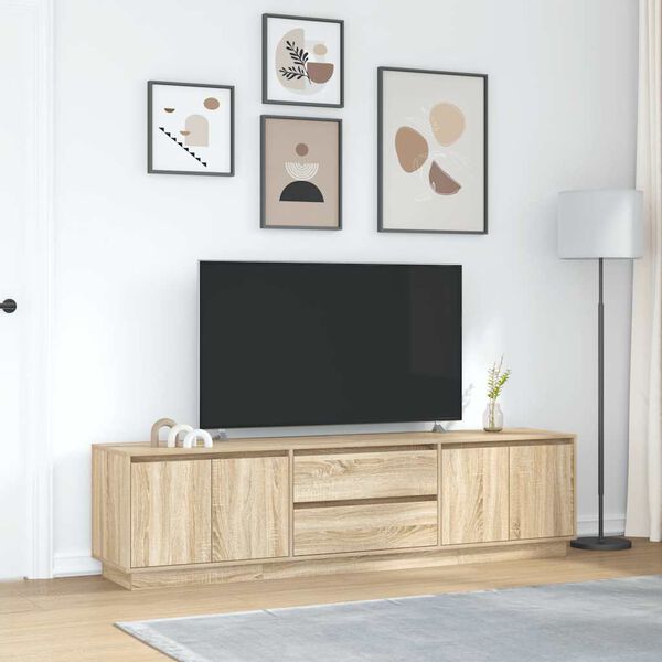 vidaXL TV-taso LED-valoilla Sonoma-tammi 193,5x41x50 cm
