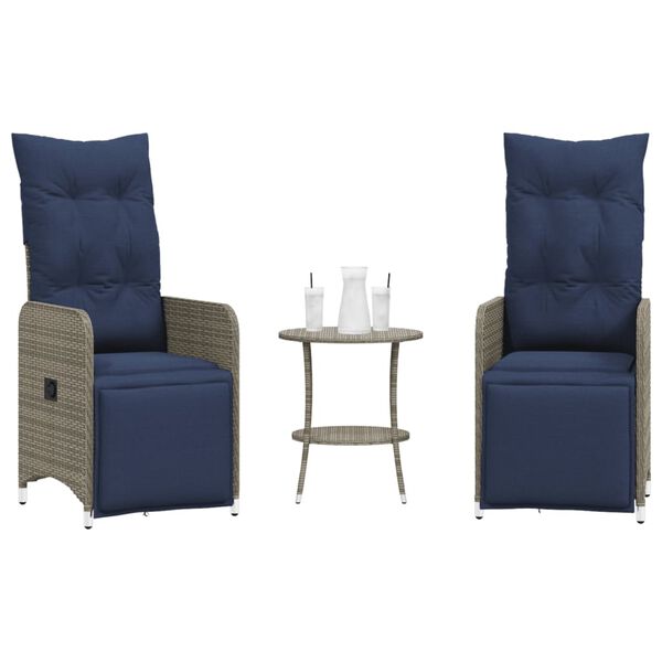 vidaXL Lepotuolit puutarhaan 2 kpl p&ouml;yd&auml;ll&auml; harmaa polyrottinki