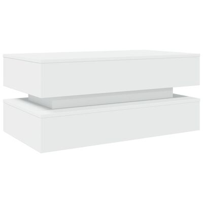 vidaXL Sohvapöytä LED-valoilla valkoinen 90x50x40 cm