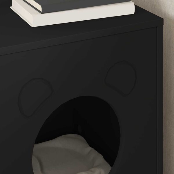 vidaXL Kissatalo Musta 42,5 x 40 x 53 cm Tekninen puu