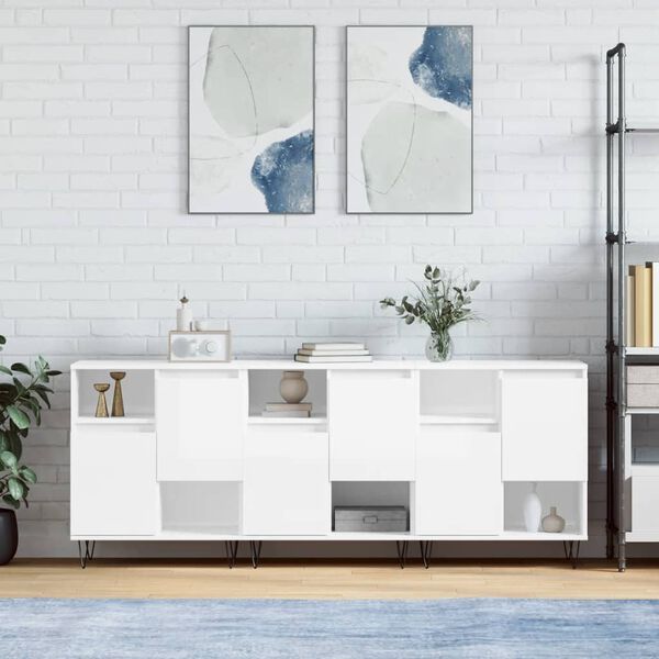 vidaXL Senkit 3 kpl korkeakiilto valkoinen tekninen puu