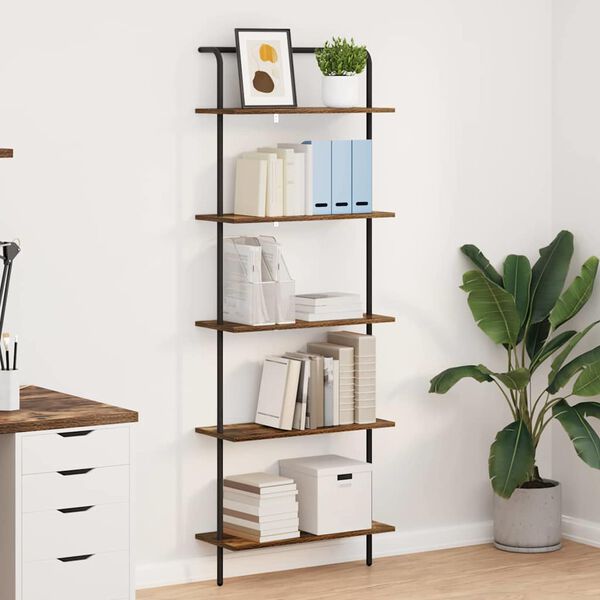 vidaXL Kirjahylly Savutammi 60 x 24 x 168 cm Tekninen puu