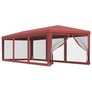 vidaXL Juhlateltta 8 verkkosivusein&auml;&auml; punainen 3x9 m HDPE