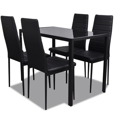 Moderni Ruokailuryhmä Pöytä ja 4 Tuolia Musta