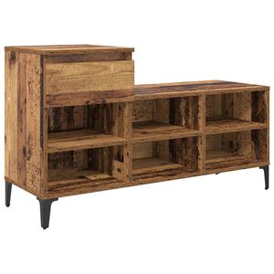 vidaXL Kenk&auml;kaappi hyllyll&auml; Vanha puu 102 x 36 x 60 cm Tekninen puu