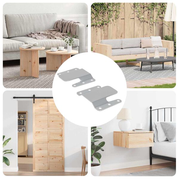 vidaXL Pinnalle Asennettava Kiinnike 2 pcs Hopea 75 x 66 mm Ter&auml;s