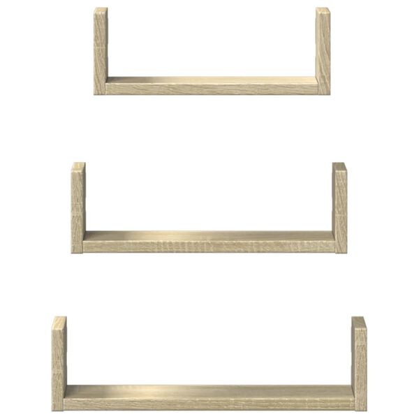 vidaXL Sein&auml;hyllyt 3 kpl Sonoma-tammi tekninen puu