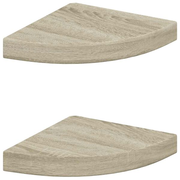 vidaXL Kelluvat kulmahyllyt 2 kpl tammi 25x25x3,8 cm MDF