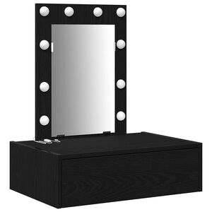 vidaXL Meikkip&ouml;yt&auml; peilivalot Musta 60 x 40 x 70 cm Tekninen puu