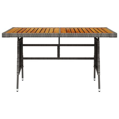 vidaXL Puutarhapöytä harmaa 130x70x72 cm polyrottinki ja akaasiapuu