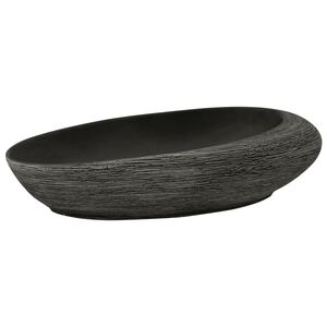 vidaXL Pesuallas ty&ouml;tasolle harmaa musta ovaali 59x40x14 cm keraaminen
