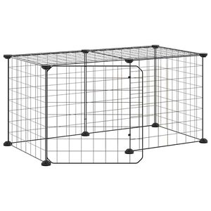 vidaXL 8-paneelinen lemmikkih&auml;kki ovella musta 70x35x35 cm ter&auml;s
