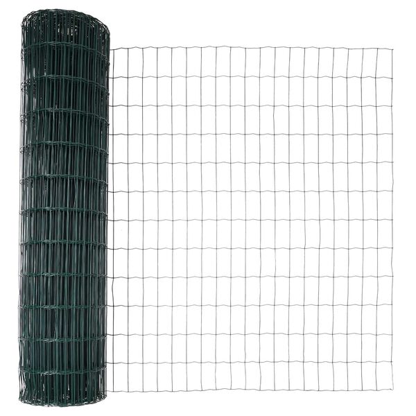 vidaXL Euroaita Vihreä 1 x 25 m PVC-pintainen rauta