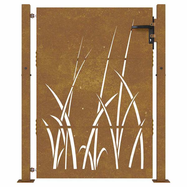 vidaXL Puutarhaportti 100x150 cm Corten-ter&auml;s Ruohokuvio