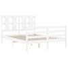vidaXL Sängynrunko päädyllä valkoinen 140x200 cm täysi puu