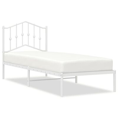 vidaXL Metallinen sängynrunko päädyllä valkoinen 75x190 cm