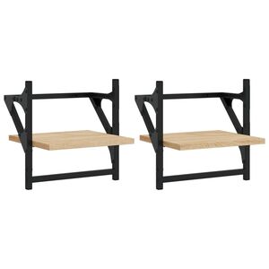 vidaXL Sein&auml;hyllyt tangoilla 2 kpl Sonoma-tammi 30x25x30 cm