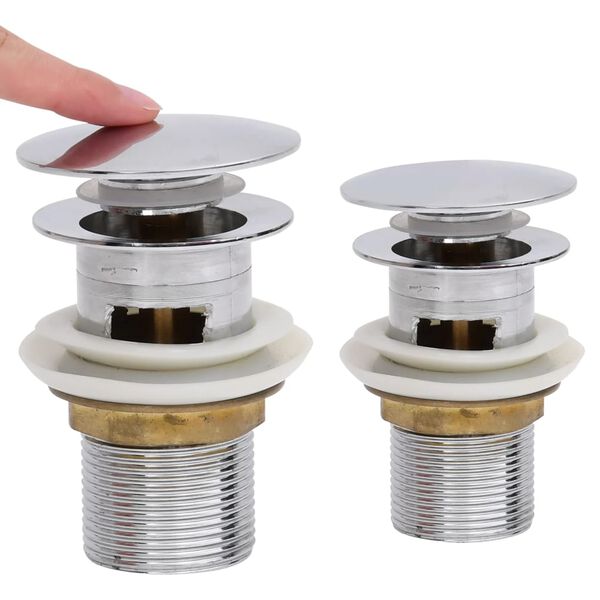 vidaXL Vesilukko tulpalla ja ylivuodolla kromi 6,4x6,4x9,1 cm