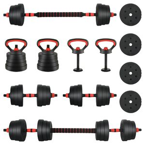 vidaXL 4-in-1 K&auml;sipainosetti 30kg Musta ja punainen