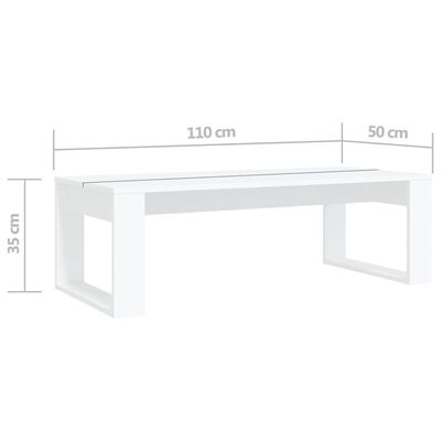 vidaXL Sohvapöytä valkoinen 110x50x35 cm tekninen puu
