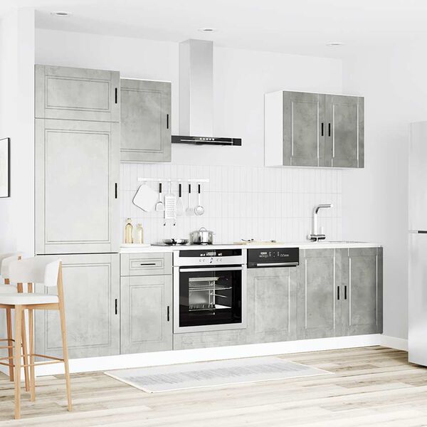 vidaXL 7-osainen keitti&ouml;n kaappisetti "Porto" betoninharmaa tekninen puu