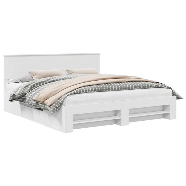 vidaXL S&auml;ngyn runko p&auml;&auml;tyll&auml; Valkoinen 200 x 200 cm Tekninen puu