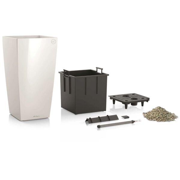 LECHUZA Kukkalaatikko Cubico 40 ALL-IN-ONE korkeakiilto valkoinen