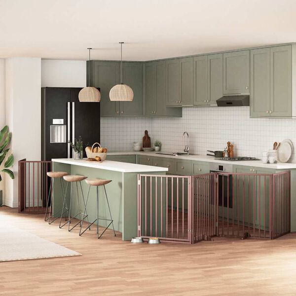 vidaXL Koiraportti kokoontaittuva 10 paneelia ruskea 800 cm poppelipuu