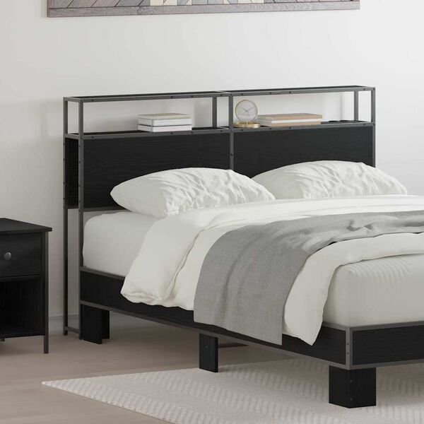 vidaXL S&auml;ilytysp&auml;&auml;ty hyllyll&auml; p&auml;&auml;tyll&auml; Musta tammi 135 cm Tekninen puu