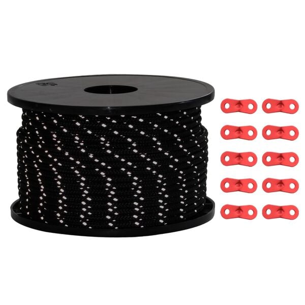 vidaXL Heijastava teltan kiinnitysköysi kiristimillä 50 m 5 mm