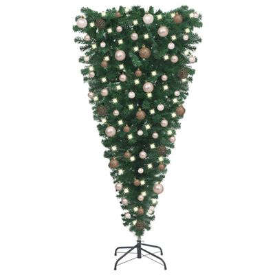 vidaXL Tekojoulukuusi ylösalaisin palloilla esivalaistu vihreä 150 cm