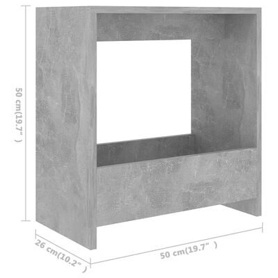 vidaXL Sivupöytä betoninharmaa 50x26x50 cm tekninen puu