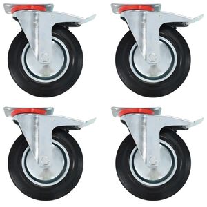 vidaXL Rullapy&ouml;r&auml;t kaksoisjarruilla 4 kpl 200 mm