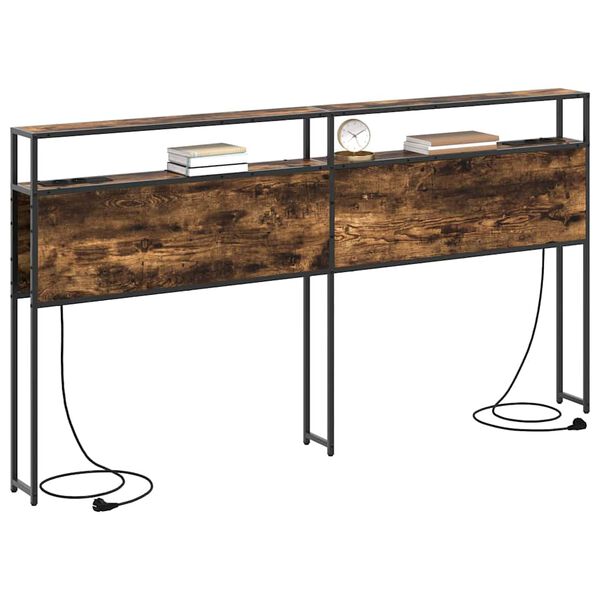 vidaXL Säilytyspääty hyllyllä päätyllä Savutammi 180 cm Tekninen puu