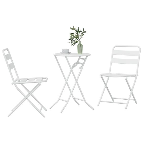 vidaXL Bistrosetti 3 pcs Valkoinen Teräs