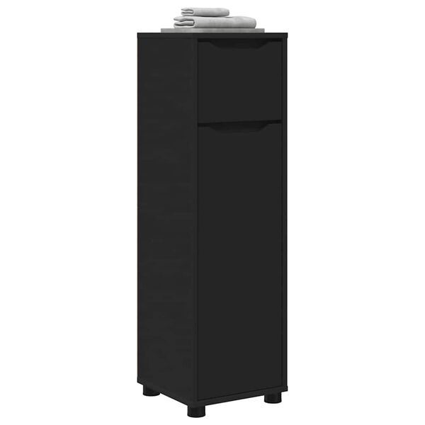 vidaXL Kylpyhuonekaappi hyllyll&auml; Musta 30,5 x 30 x 101 cm Tekninen puu