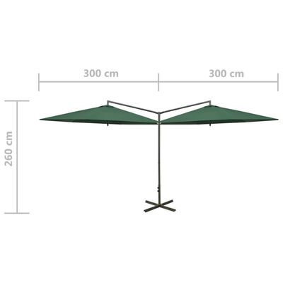 vidaXL Tupla-aurinkovarjo terästanko vihreä 600 cm