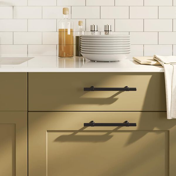 vidaXL Kaapin kahvat 10 kpl musta 128 mm ruostumaton ter&auml;s