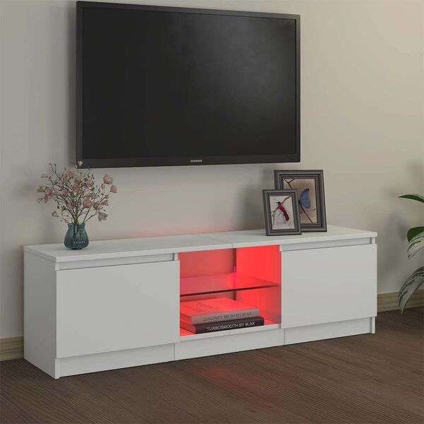 vidaXL TV-taso LED-valoilla valkoinen 120x30x36 cm