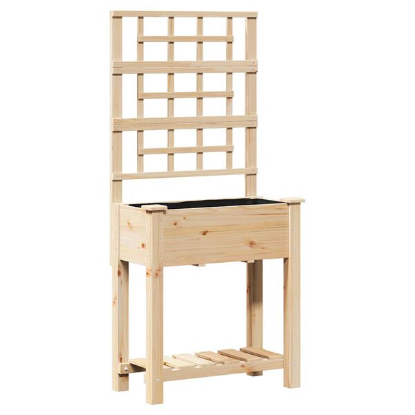 vidaXL Puutarha ruukku hyllyllä Beige 71 x 38 x 152 cm Tiivis kuusipuu