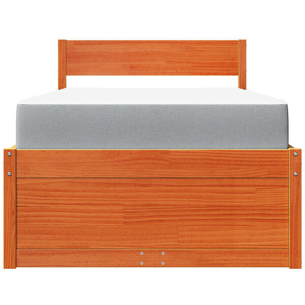 vidaXL S&auml;nky laatikoilla ja patjalla vahanrusk. 90x200 cm t&auml;ysi m&auml;nty