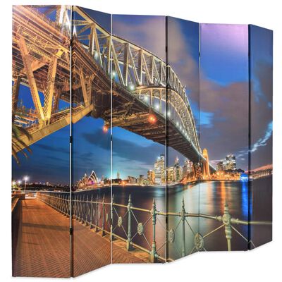 vidaXL Taitettava huoneenjakaja 228x170 cm Sydney Harbour Bridge