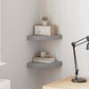 vidaXL Kelluvat kulmahyllyt 2 kpl harmaa 25x25x3,8 cm MDF