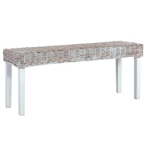 vidaXL Penkki 110 cm valk. luonnollinen kubu-rottinki/t&auml;ysi mahonkipuu
