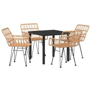 vidaXL Piharuokailu setti 5 pcs Ruskea Jauhemaalattu Ter&auml;s
